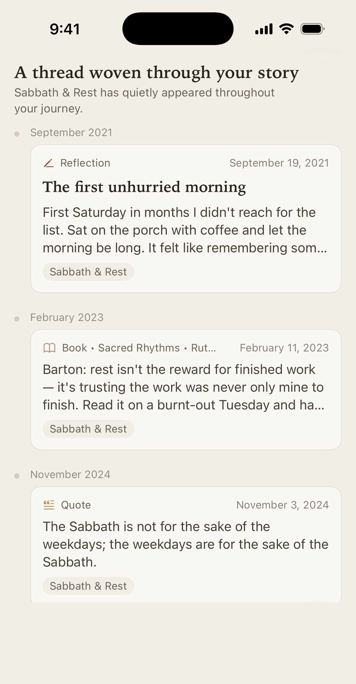 Look Back: a Sabbath & Rest thread woven across several years of kept memories.